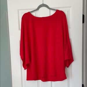 Vibrant Red Batwing Sleeve Top L